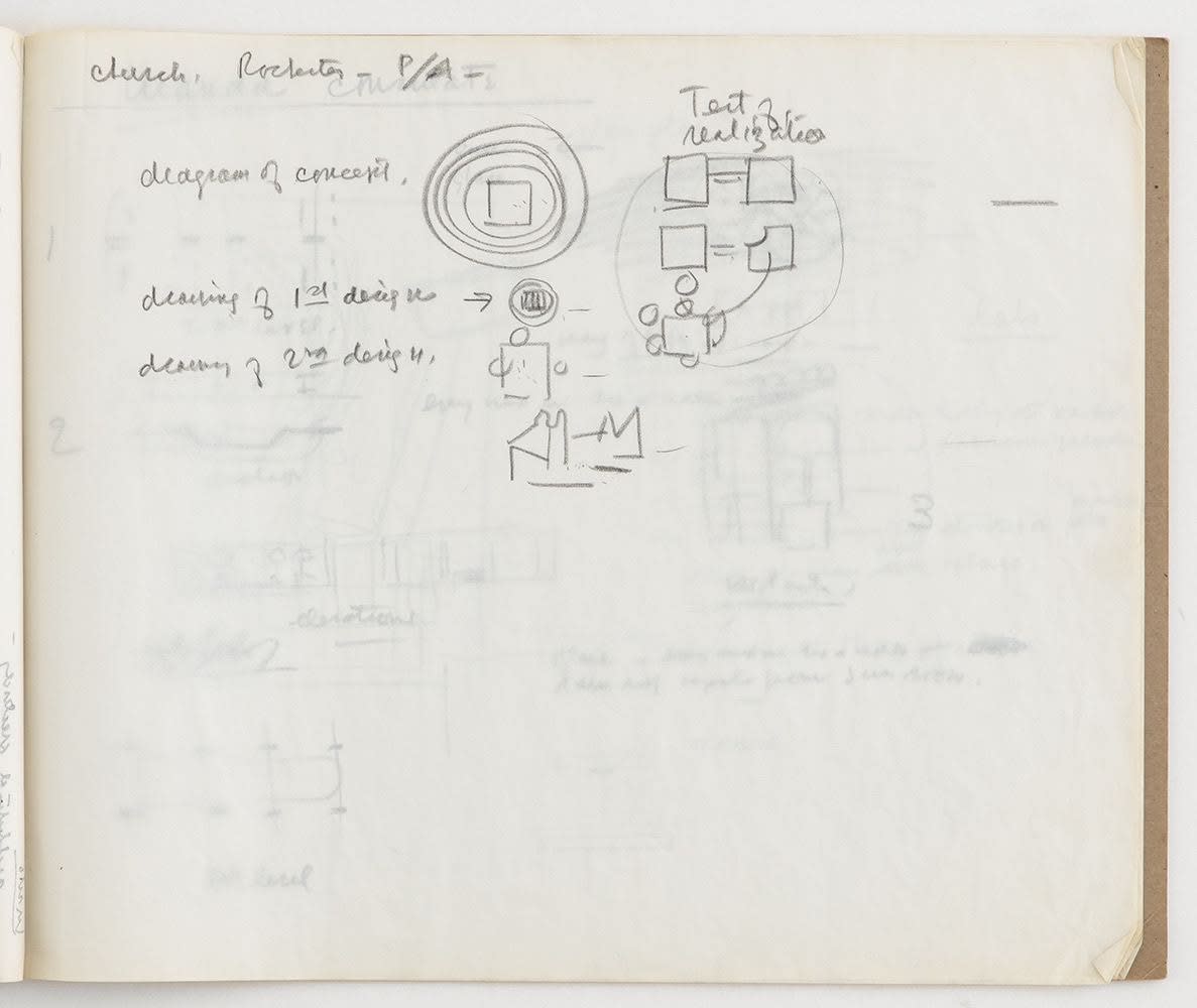 Louis I. Kahn, Ad Art Tracing Pad"Form-Design" diagram of the First Unitarian Church, Rochester, NY, c. 1960-61