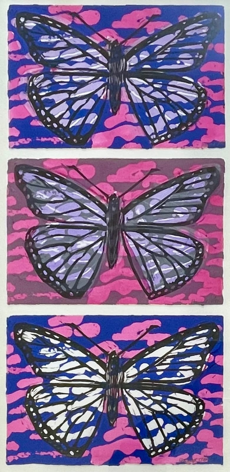 Howard Jeffs RE, Butterfly Series in Pink and Blue