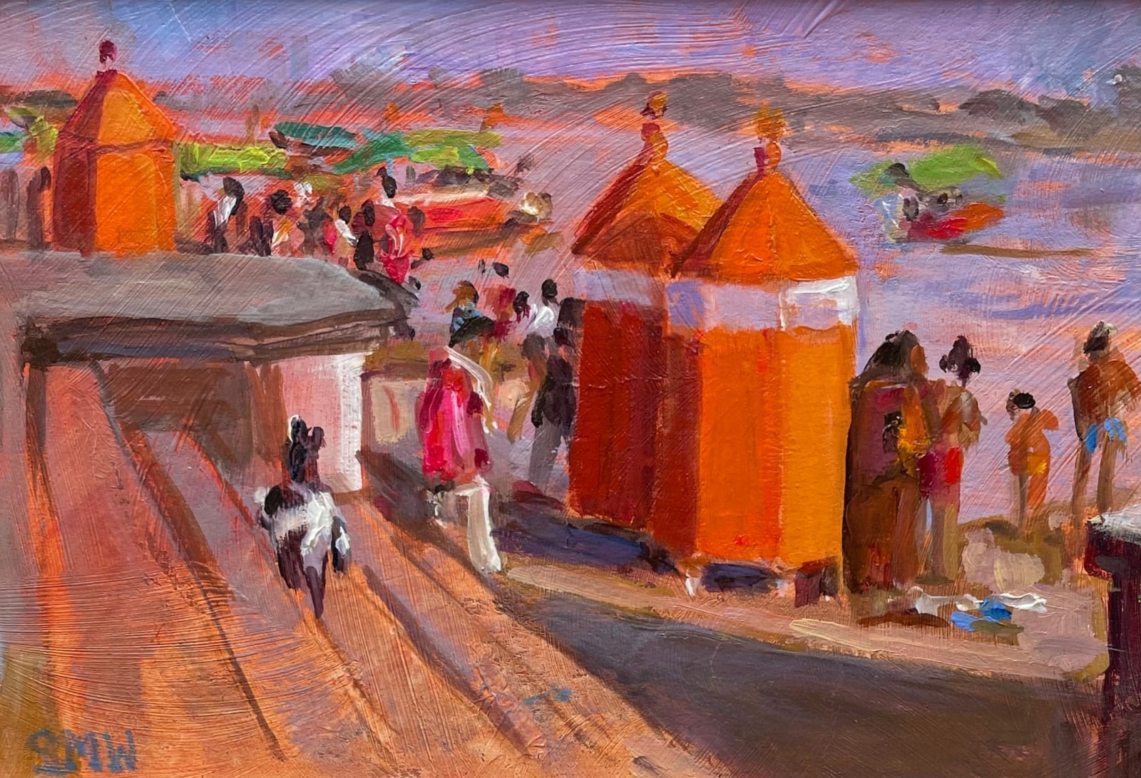 Sue Wales, Bathing in the Holy River, Maheshwar