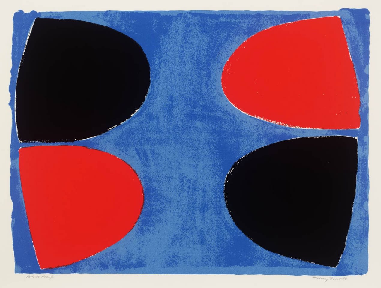 Sir Terry Frost RA, Black and Red on Blue, 1968
