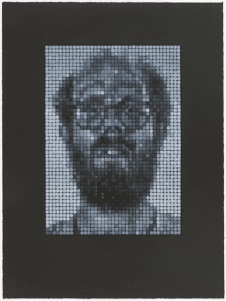 Chuck Close, Self Portrait, White on Black, 1997