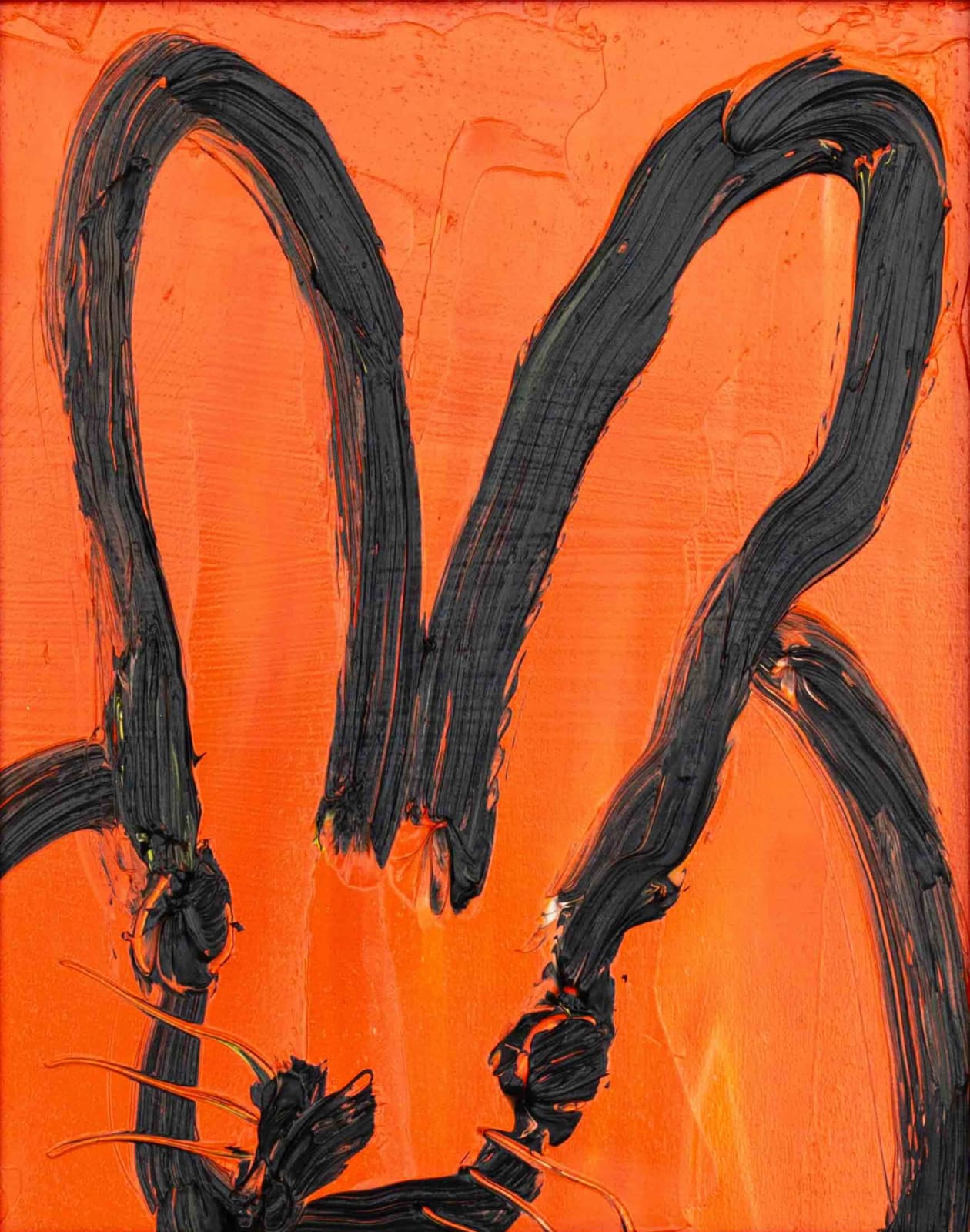 Hunt Slonem, Orange Bunny, 2025