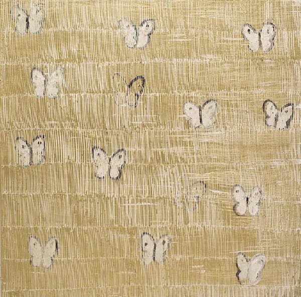Hunt Slonem, Butterflies on Golden Landscape, 2015