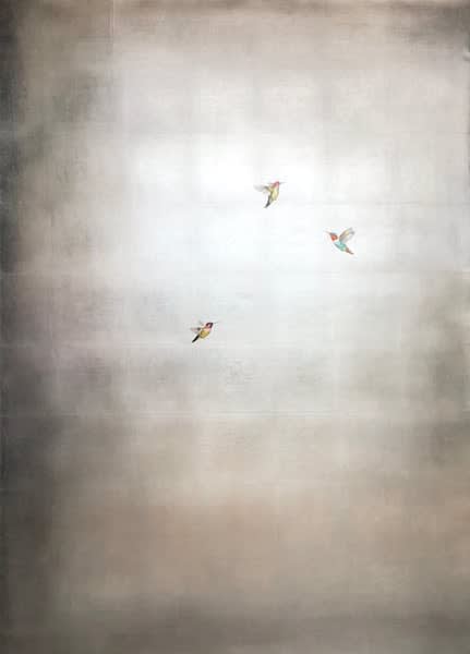 Carolyn Reynolds, Three Hummers in Silver Skies, 2019