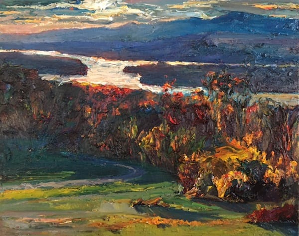 Jian Wang Catskill Mountains In Distance Dusk On Hudson River In