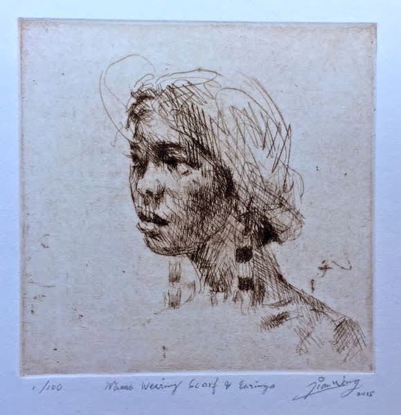 Jian Wang, Wanna Wearing Scarf & Earrings, 2015