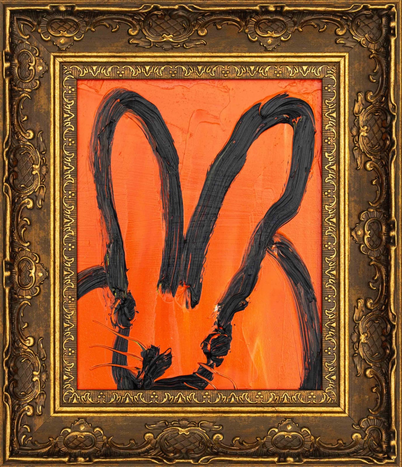 Hunt Slonem, Orange Bunny, 2025
