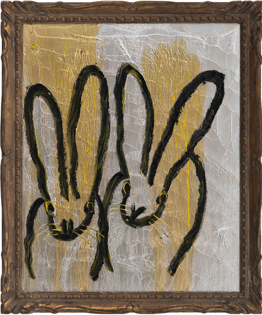 Hunt Slonem, Silver Gold Double Bunny, 2025