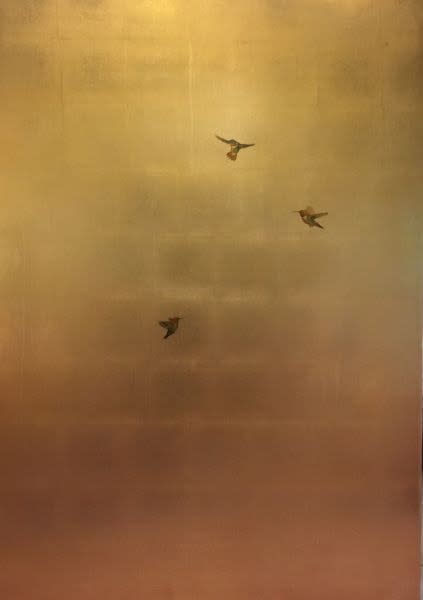 Carolyn Reynolds, Three Hummingbirds in Warm Summer, 2019