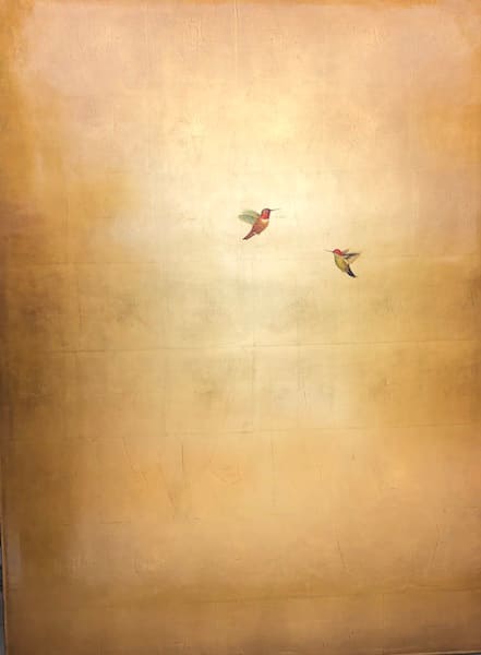 Carolyn Reynolds, Two Hummers in Golden Skies, 2019