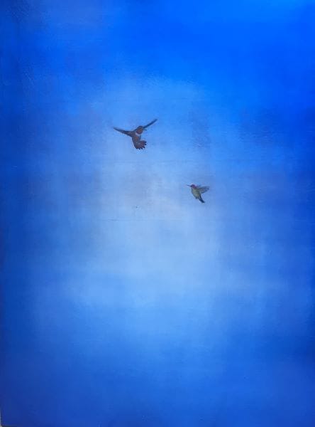 Carolyn Reynolds, Two Hummers in Blue Twilight, 2019