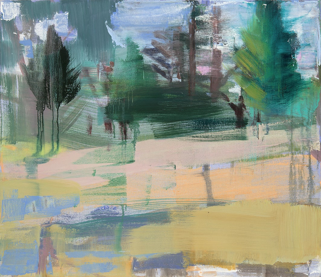 Susan Baird, Creek with Pines, Late Summer, 2025