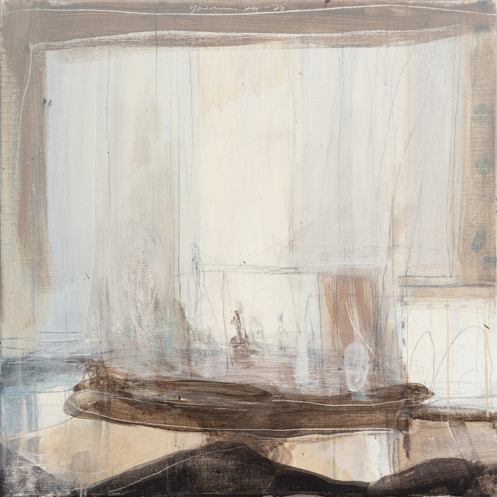 Peter Godwin, Studio Table with Trobriand Island Figure and Masks, 2025