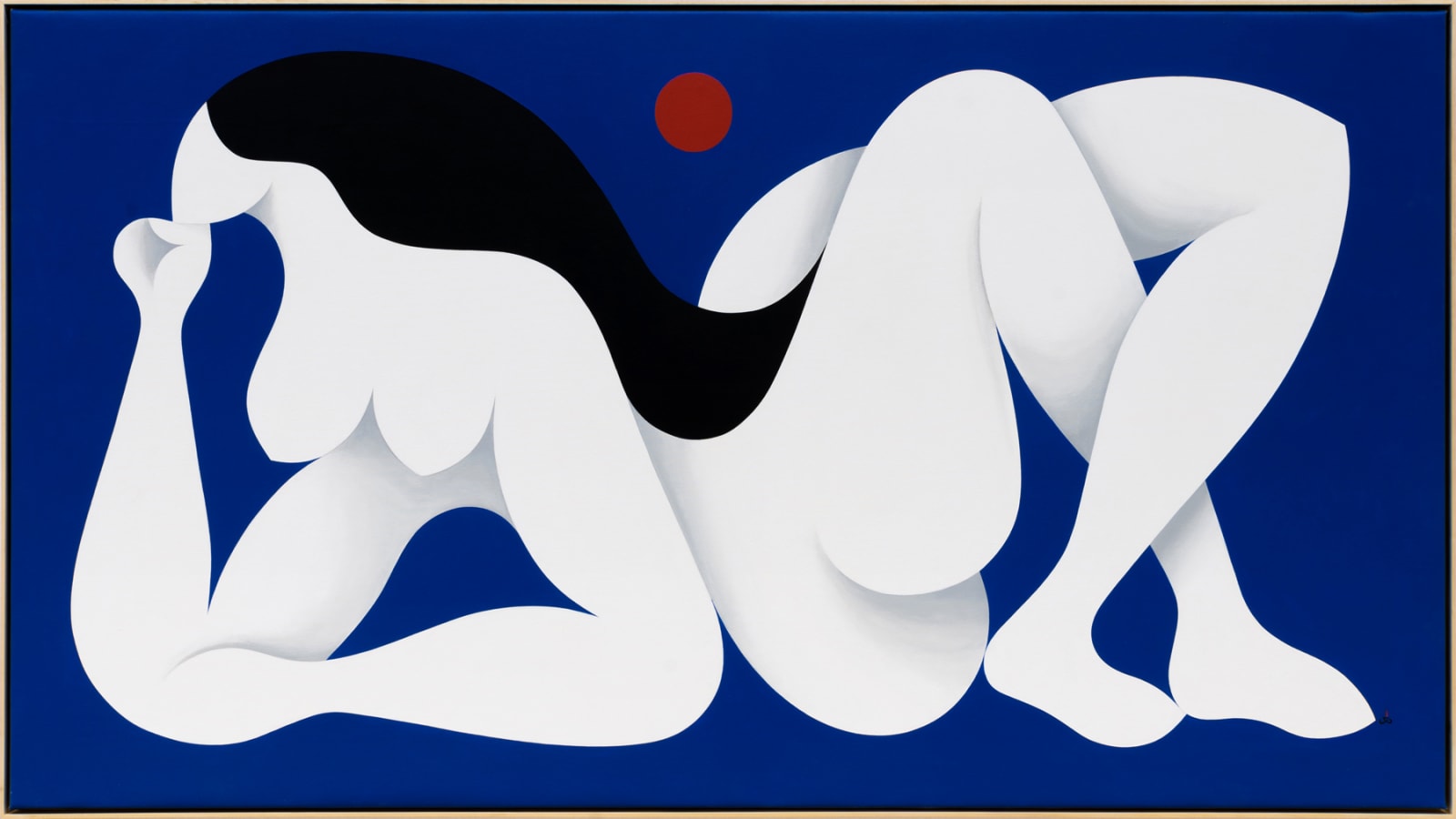 Remed, Femme allongee sur fond bleu, 2020