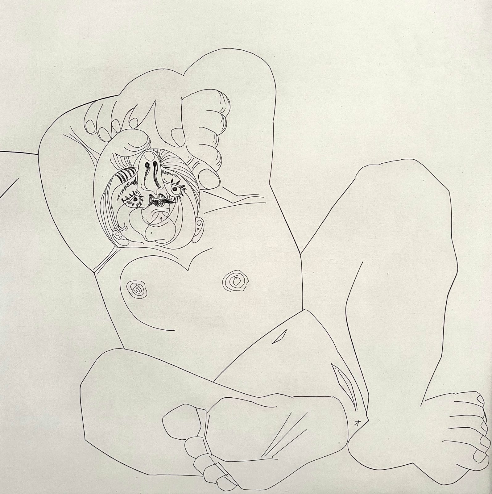 Pablo Picasso, Femme au grand nez, en raccourci, sur un lit (Woman with big nose), 1978