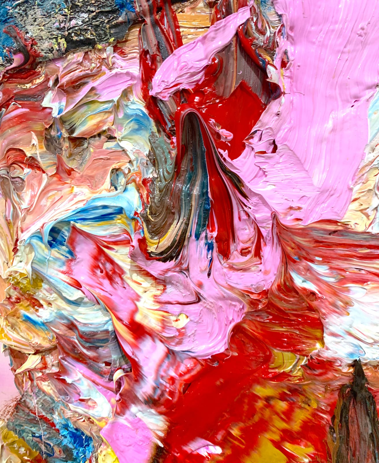 Antony Micallef, Head with Scarlet and Pink, 2024