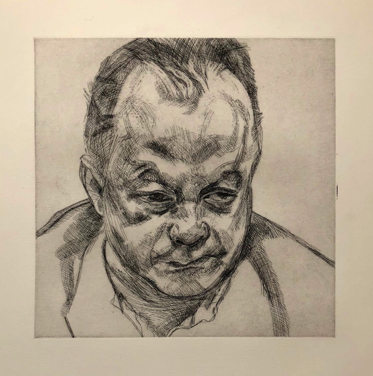 Lucian Freud, Head of Bruce Bernard, 1985