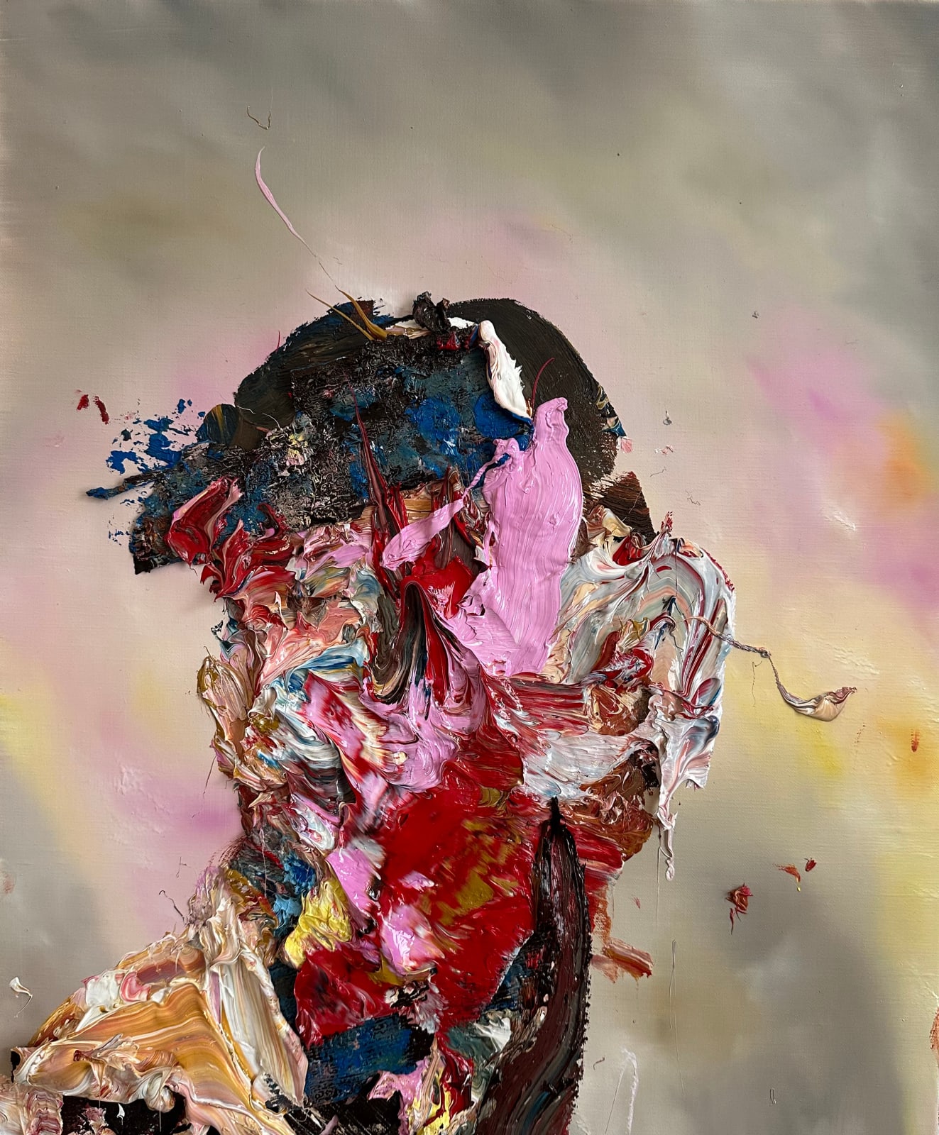 Antony Micallef, Head with Scarlet and Pink, 2024