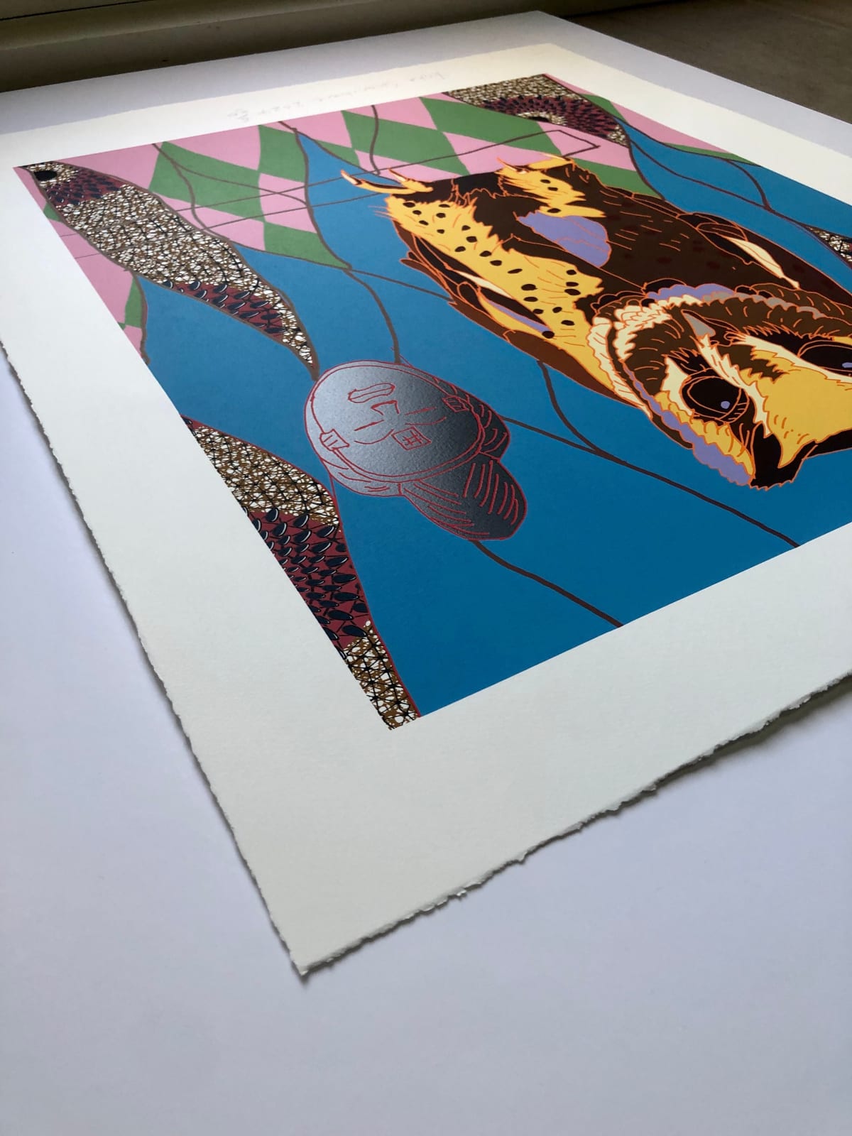 Yinka Shonibare, African Bird Magic (Sokoke Scops-Owl and Okuyi Mask), 2024