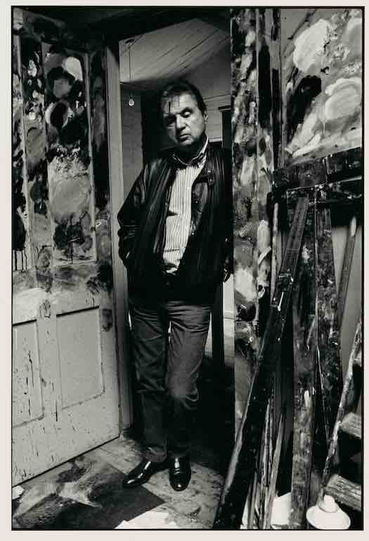 Bruce Bernard, Francis Bacon standing in the doorway of his studio, 1984