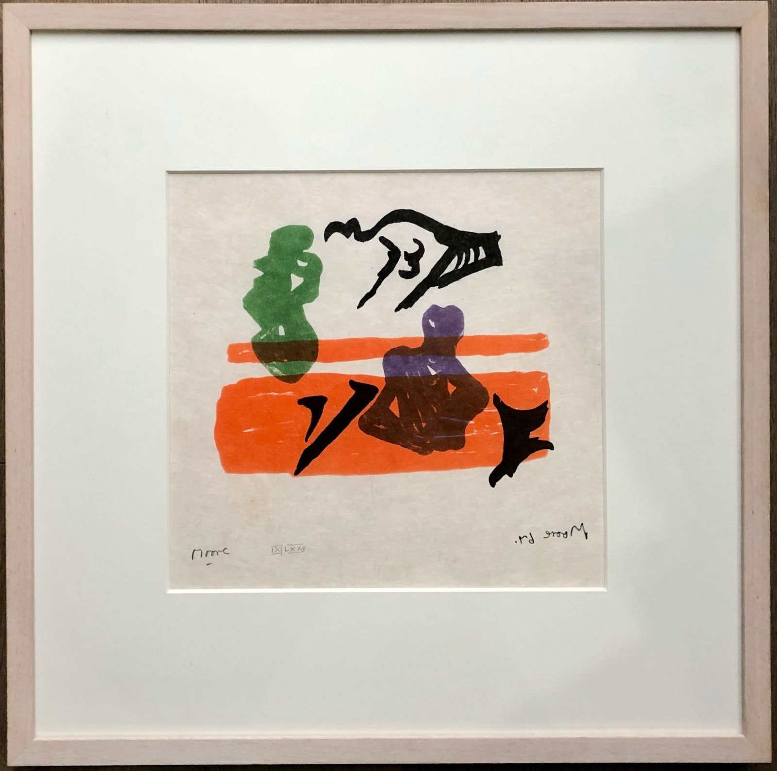 Henry Moore, Violet Torso on Orange Stripes, 1967