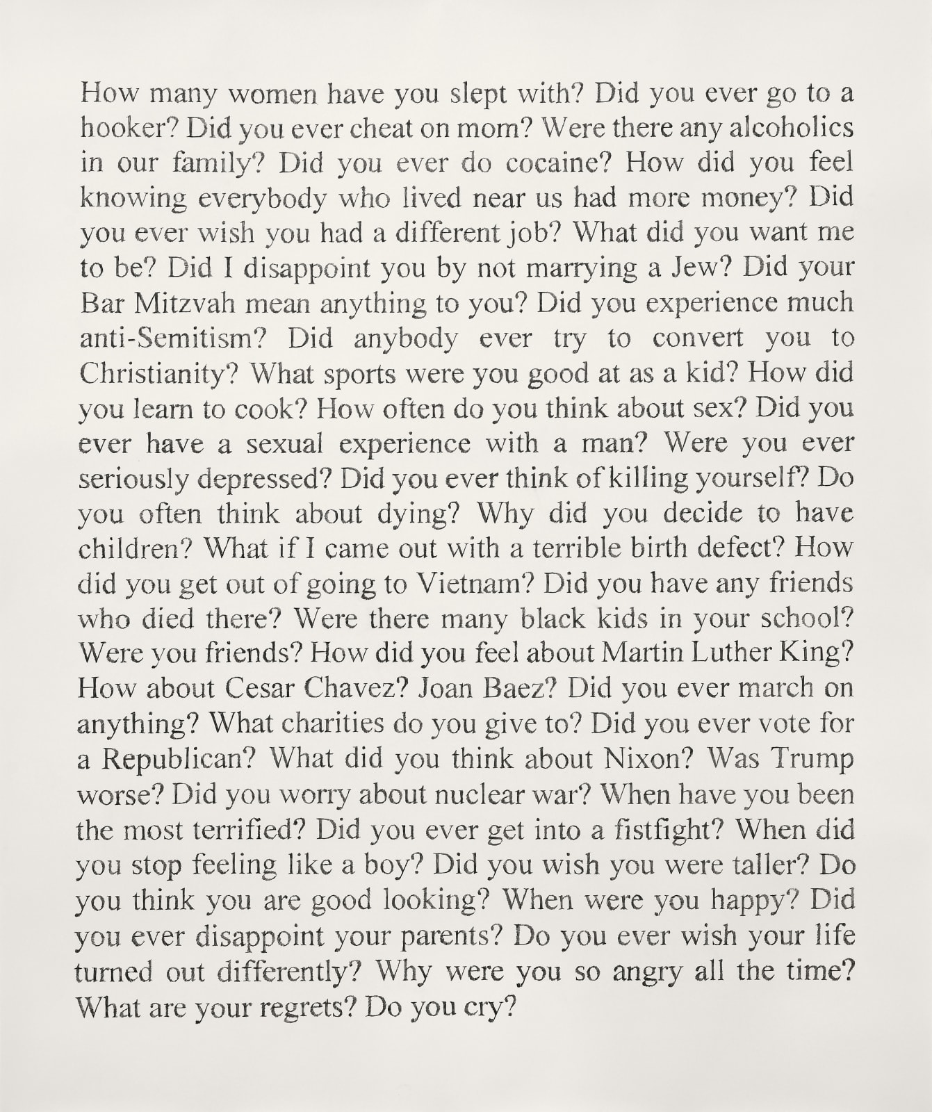 Karl Haendel, Questions for My Father 10, 2023