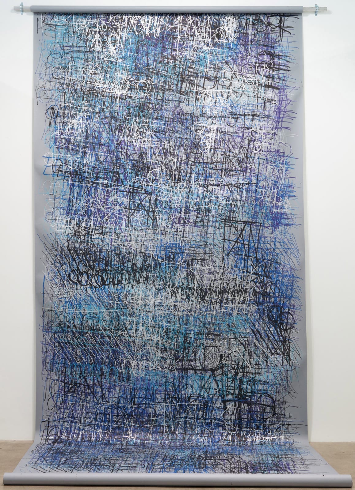 Dan Miller, Untitled (Large blue and gray scroll), 2017