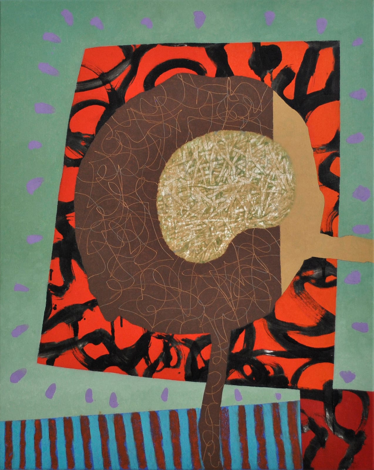 Clyde Hopkins, Coastal Painting with Organic Abstract Form, 1994