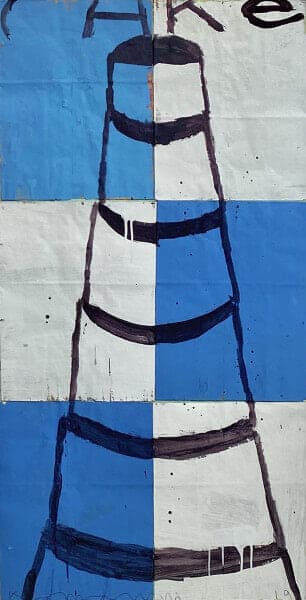 Gary Komarin, Cake Painting (Blue, White, Black), 2019