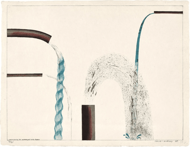 David Hockney, Water pouring into swimming pool, Santa Monica, 1964