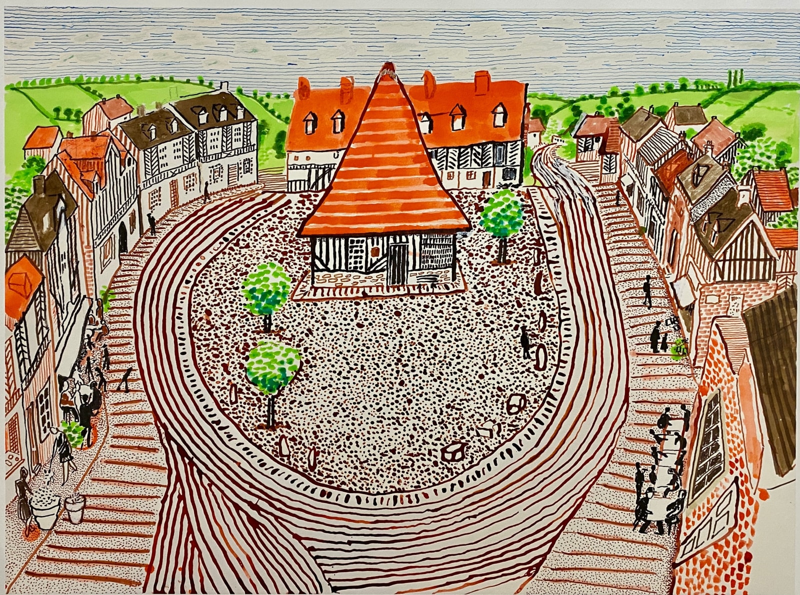 David Hockney, Beuvron-en-Auge Panorama, 2019