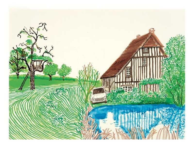 David Hockney, In Front of House Looking East, 2019