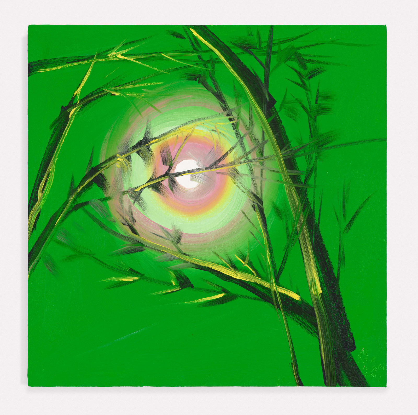 Ann Craven, Moon (Full Green Halo, Green Sky, Cushing, 8-26-18, 10:30PM), 2018