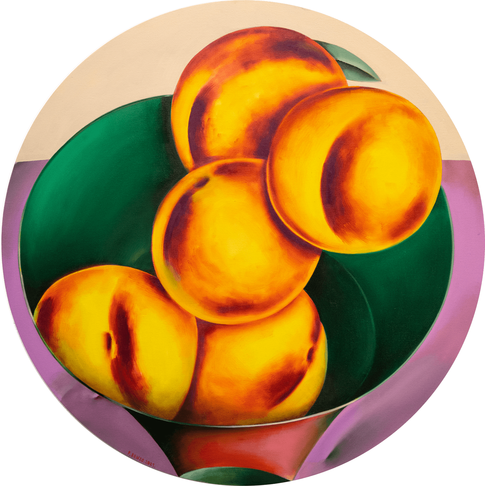 Pablo Benzo, Basket with peaches, 2021