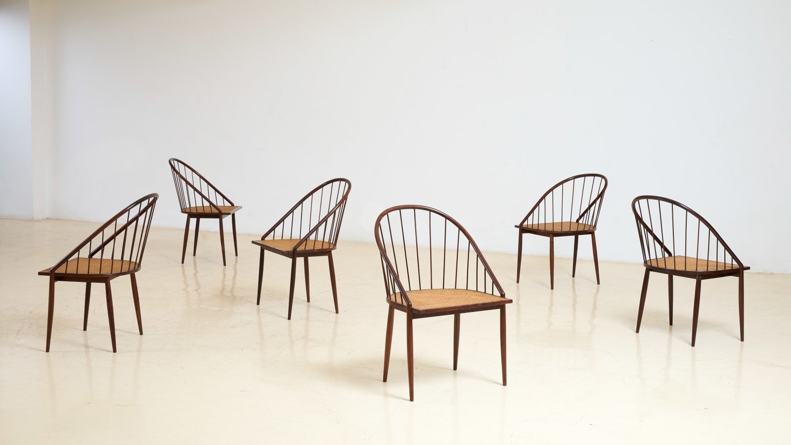 Joaquim Tenreiro, Set of six Curva com Varetas dining chairs, ca. 1953