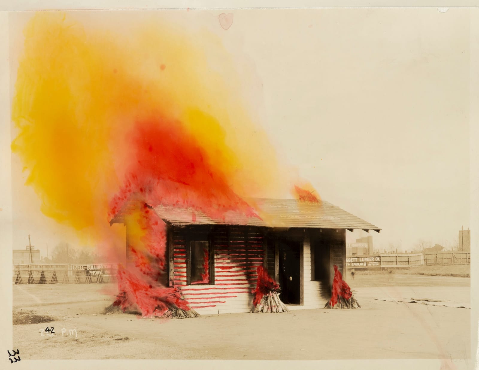 [Arthur P. Allen—Fire Proof Lumber], Company album demonstrating the resilience of Fire-Proof lumber, depicted in a 12-image sequence of “the most unique Fire Test ever made”, 1926