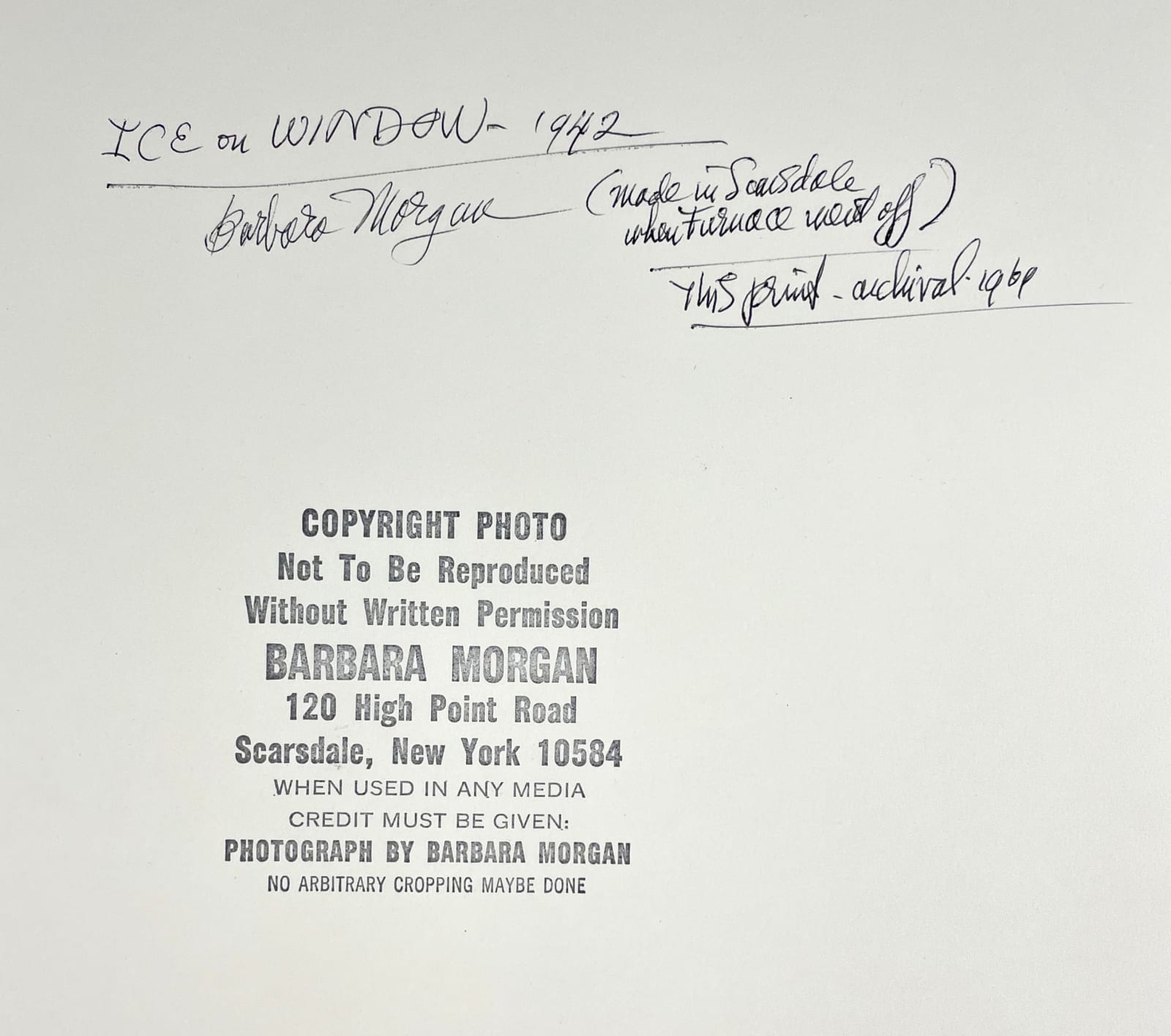 Barbara Morgan, Ice on Window, Scarsdale, 1942