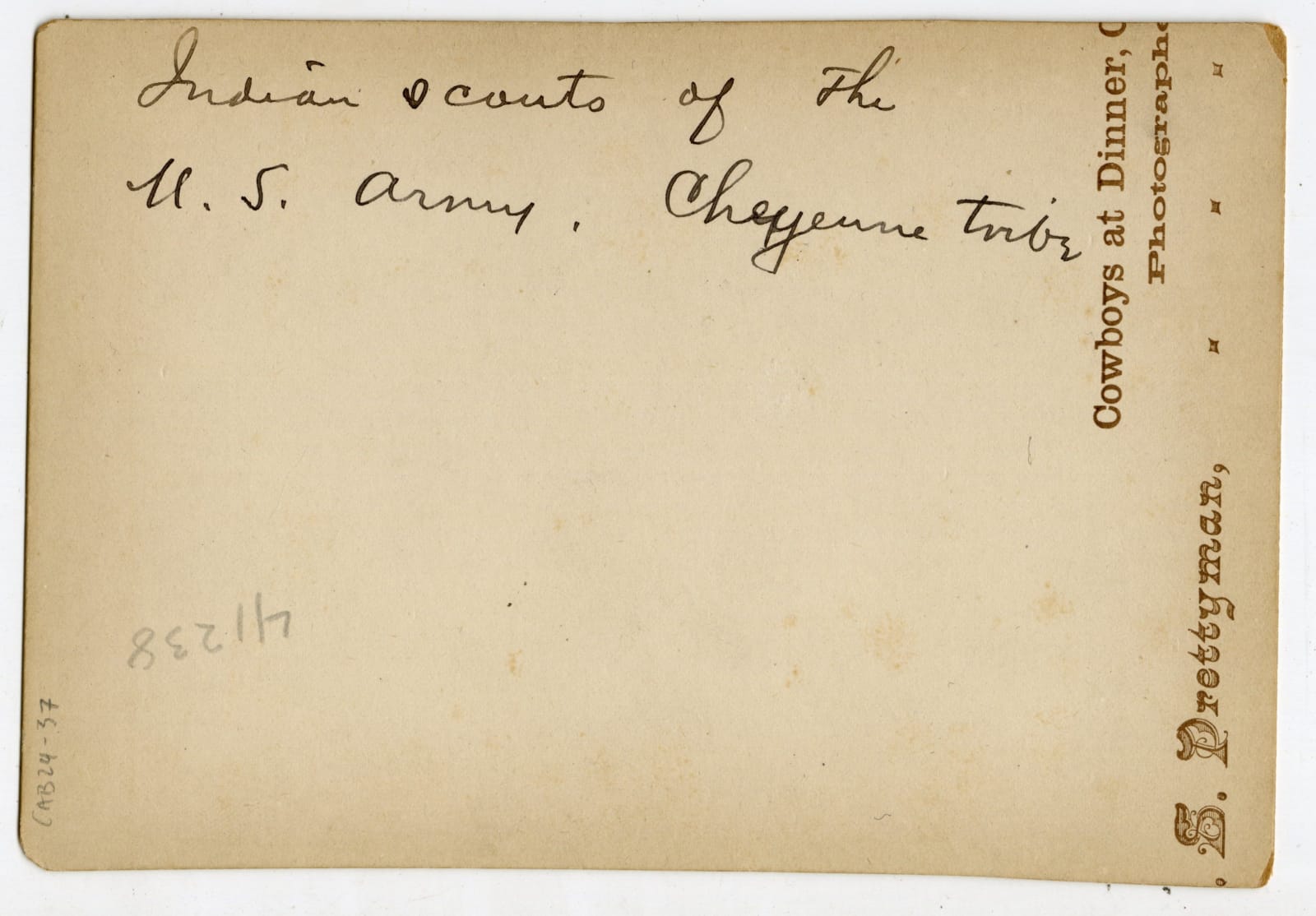 William S. Prettyman, Cheyenne Army Scouts, Oklahoma Territory, c. 1890