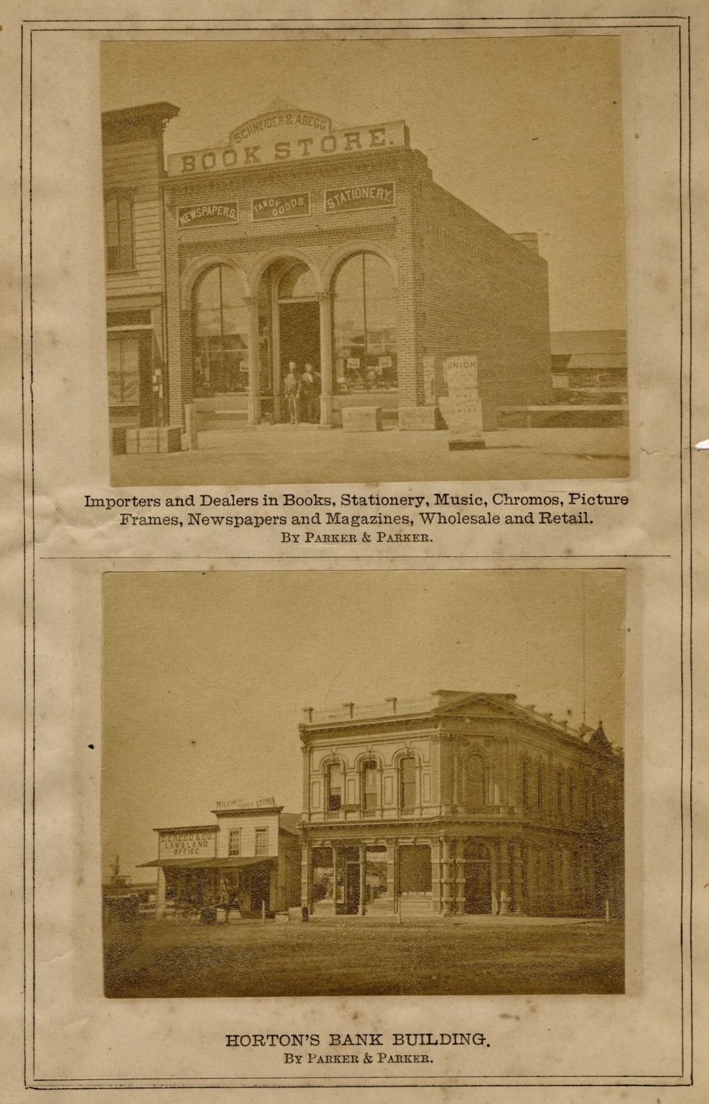 C. P. Fessenden / Parker & Parker, Photographic Segment from an Early Business Directory Published by The San Diego Daily Union, 1874