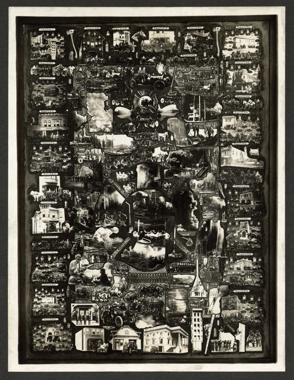 Unknown, Unusual and highly detailed photo-composite of the Los Angeles Fire Department, c. 1900