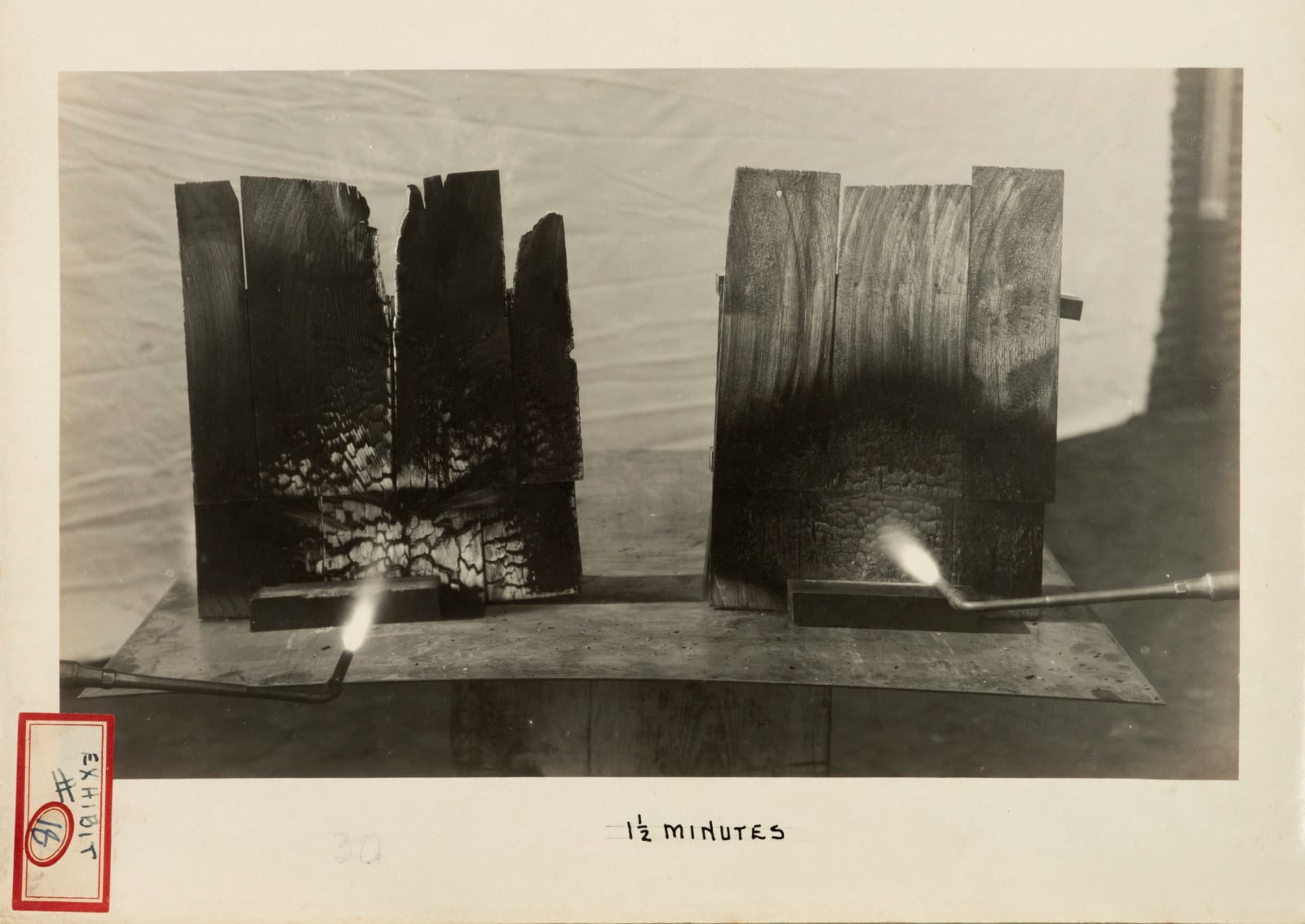 [Arthur P. Allen—Fire Proof Lumber], Company album demonstrating the resilience of Fire-Proof lumber, depicted in a 12-image sequence of “the most unique Fire Test ever made”, 1926