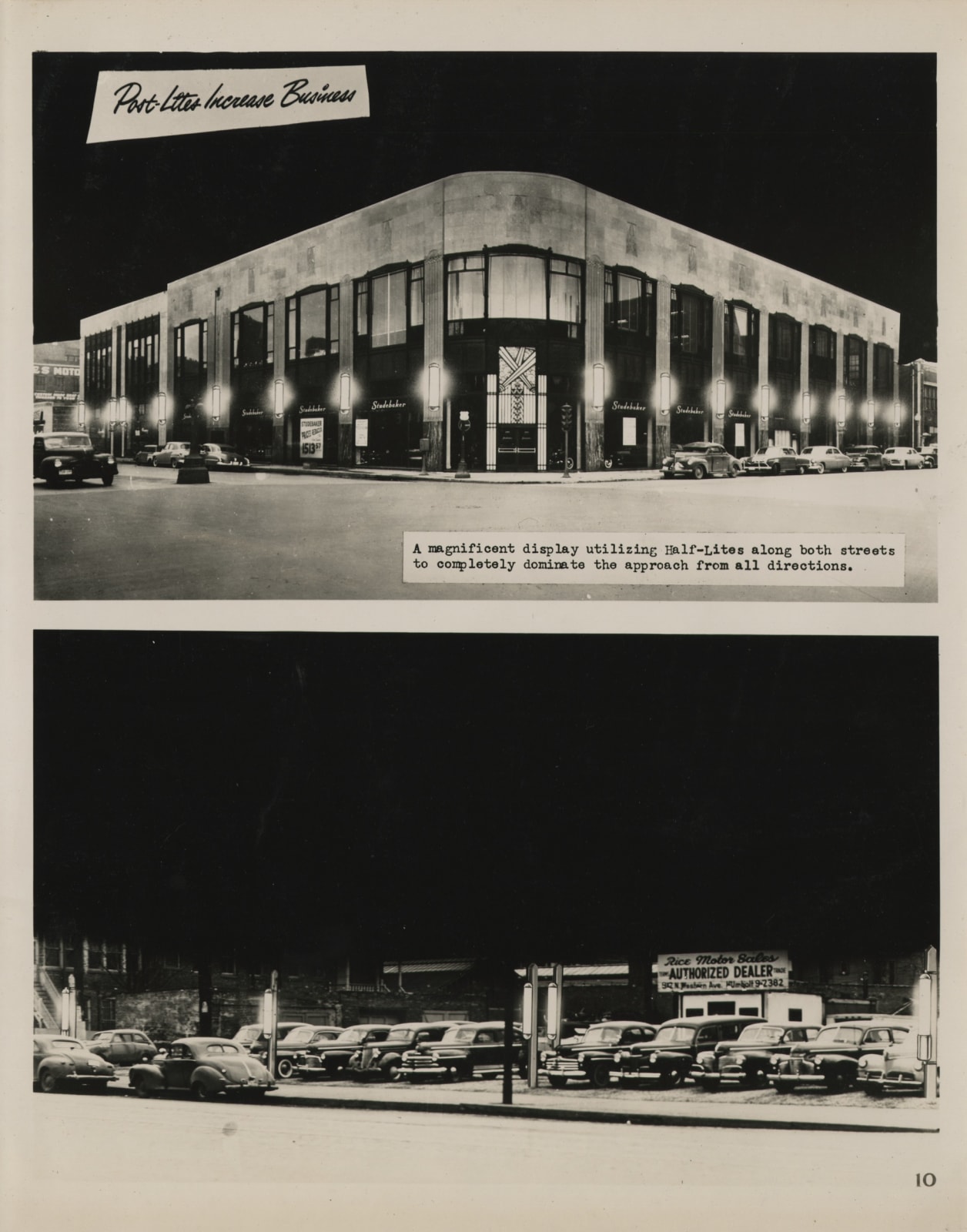 [W. H. Long Inc.], Presentation Album Illuminating the Uses of Post-Lites, 1950
