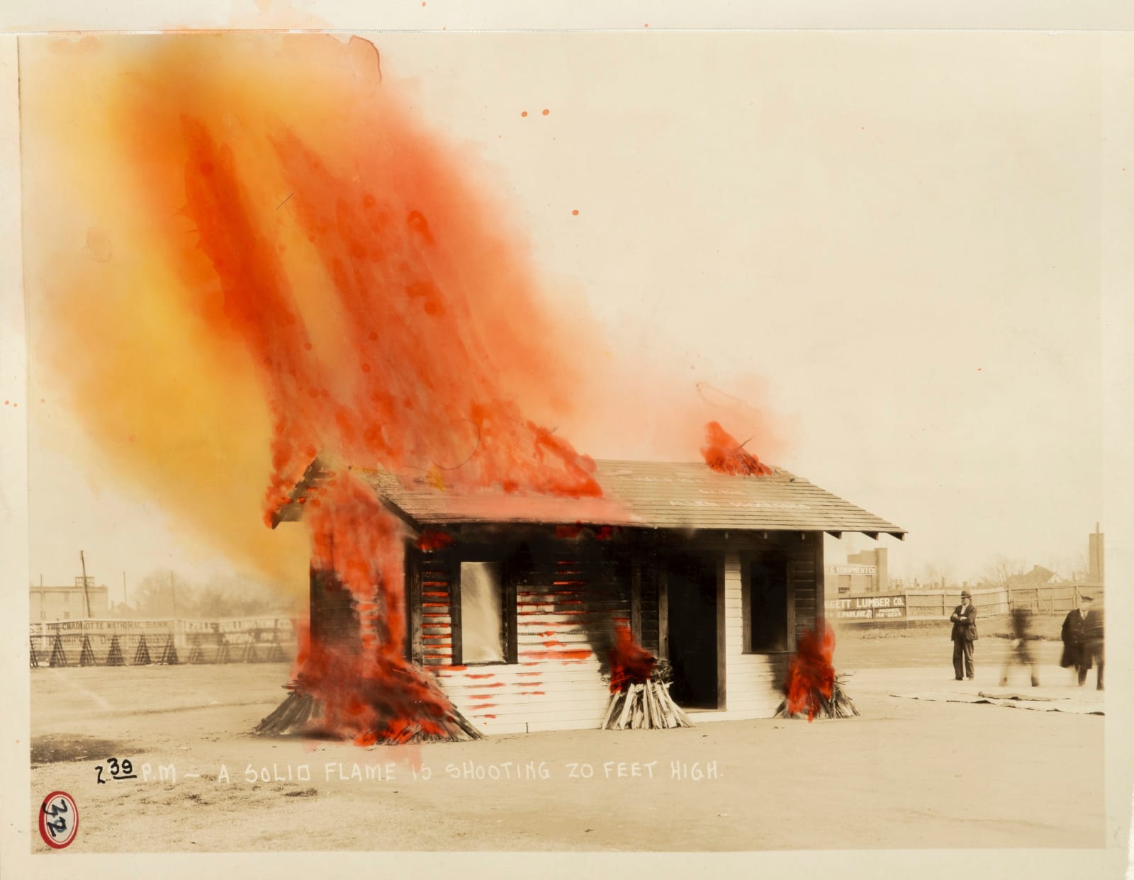 [Arthur P. Allen—Fire Proof Lumber], Company album demonstrating the resilience of Fire-Proof lumber, depicted in a 12-image sequence of “the most unique Fire Test ever made”, 1926