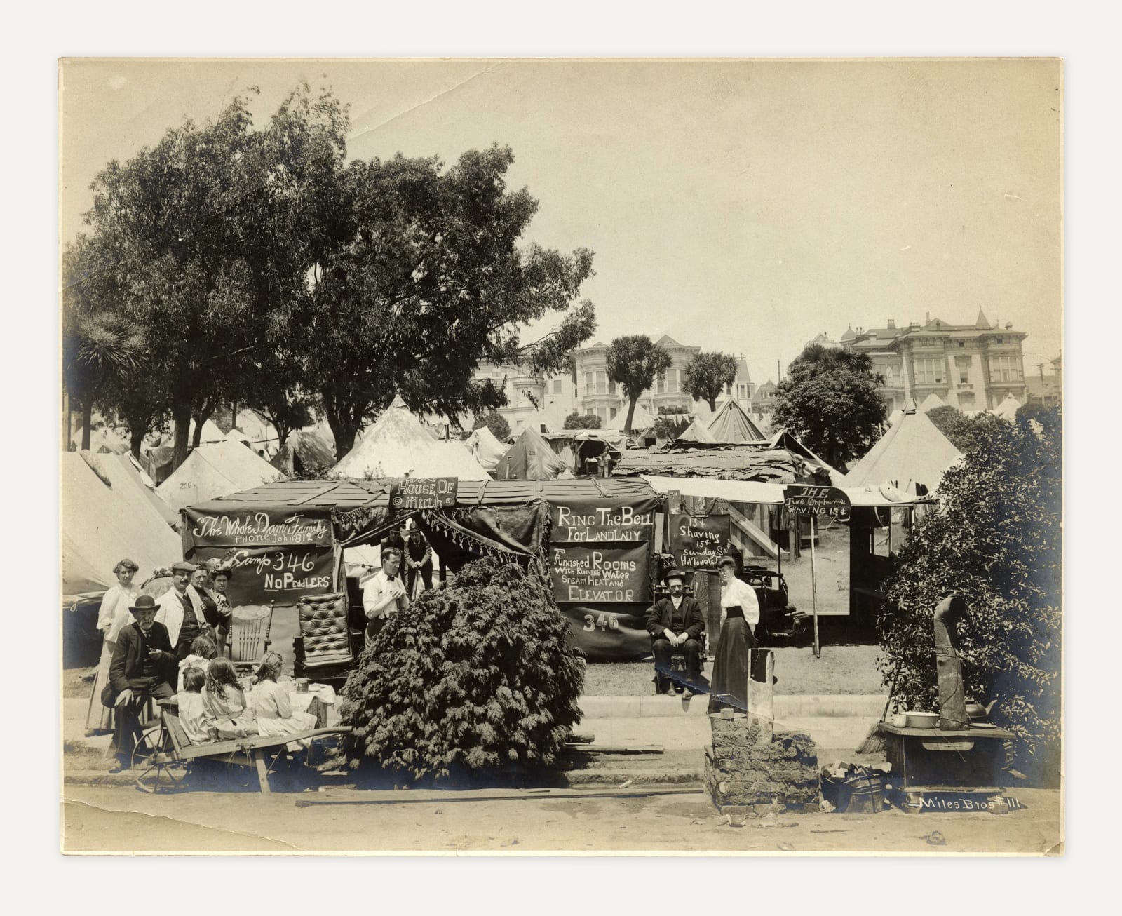 [Miles Brothers], Photograph of The "House of Mirth" a Tent for Refugees of the San Francisco Earthquake and Fire, 1906