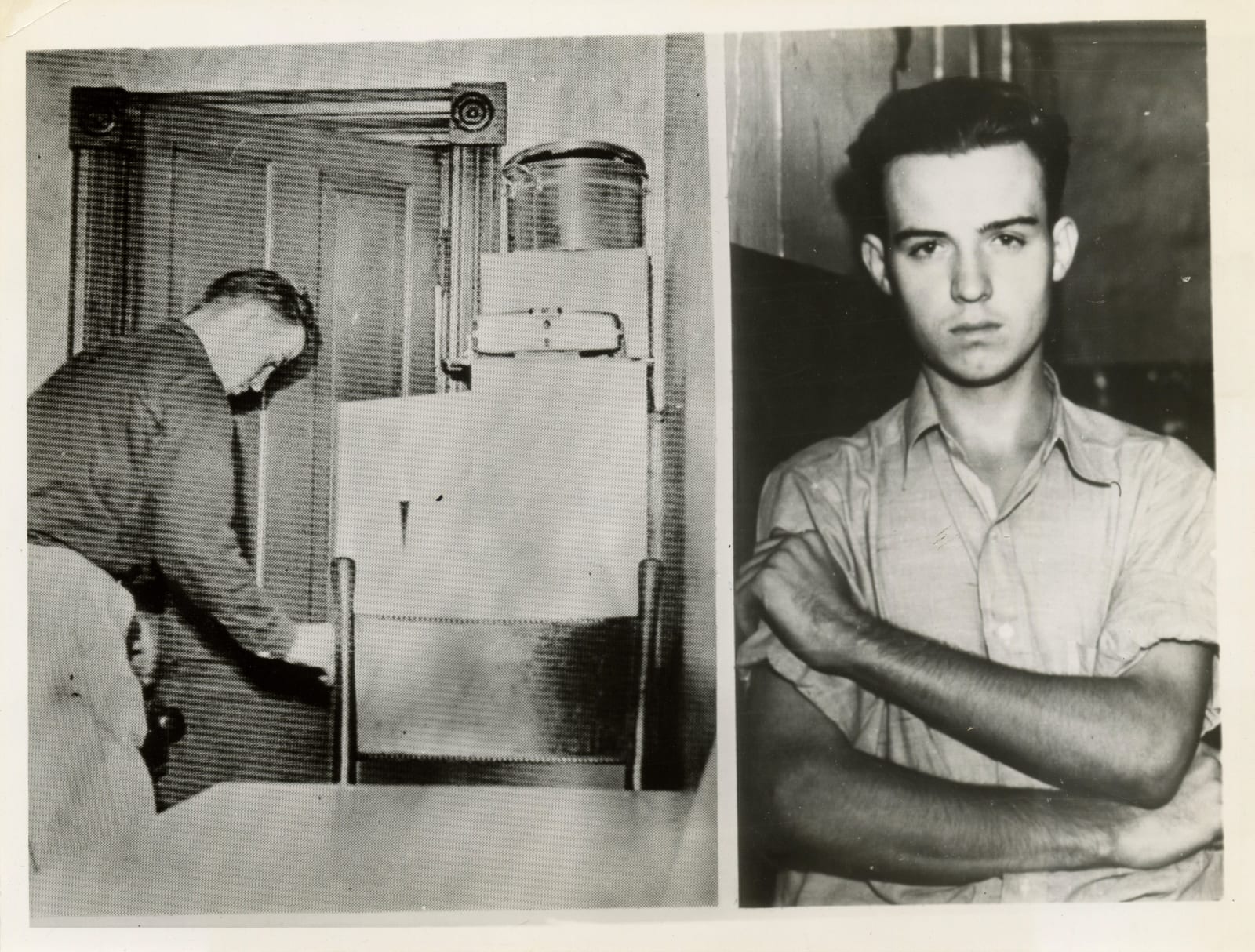 Various (Self-portrait?), Pair of Photographs Illustrating the Use of a "Camera-Trap" in order to Catch Thomas Freeman in the Act of Burglary , 1938