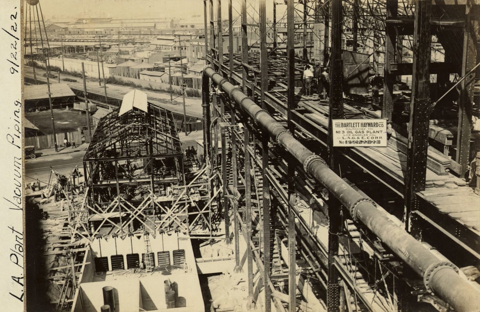 [L.A. Gas and Electric], Large Group Photos Documenting Construction of Gas Tanks in Los Angeles, 1922-24