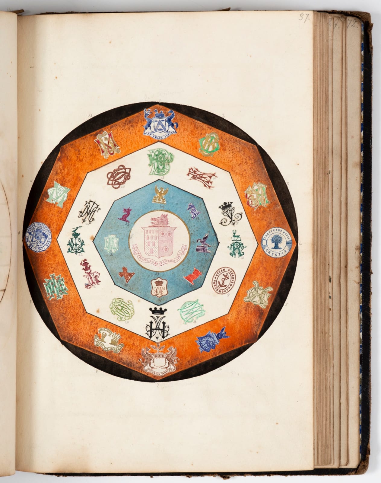 [Unknown], Album of Elaborately and Artfully Arranged Crests and Monograms, 1880s