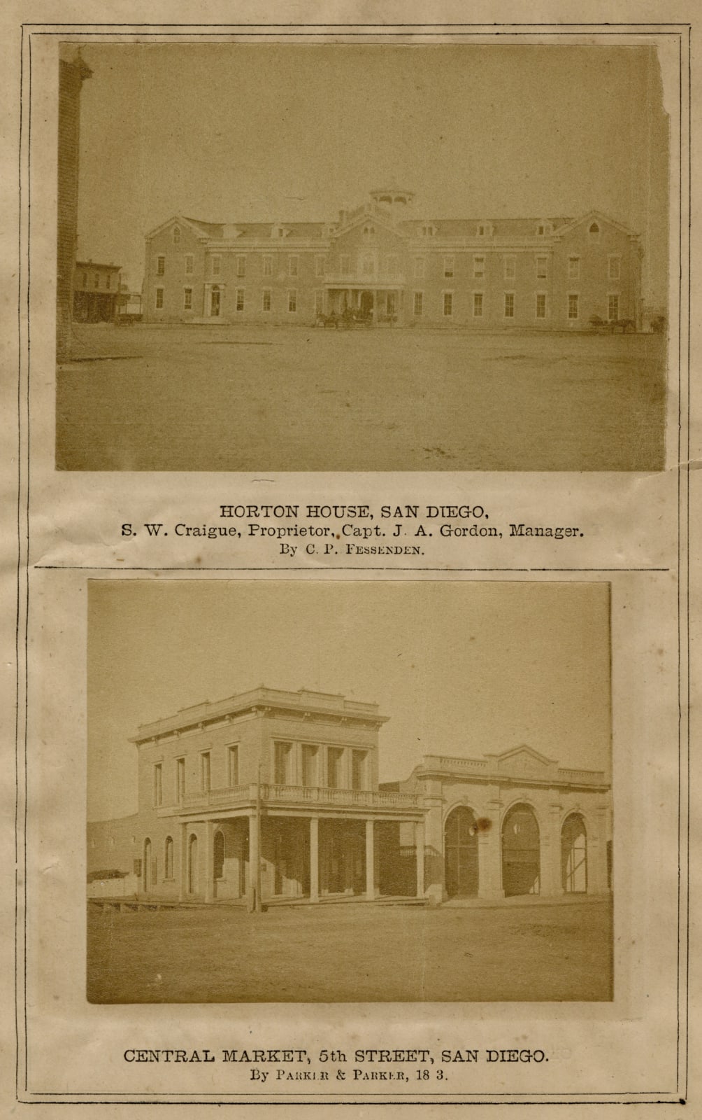 C. P. Fessenden / Parker & Parker, Photographic Segment from an Early Business Directory Published by The San Diego Daily Union, 1874