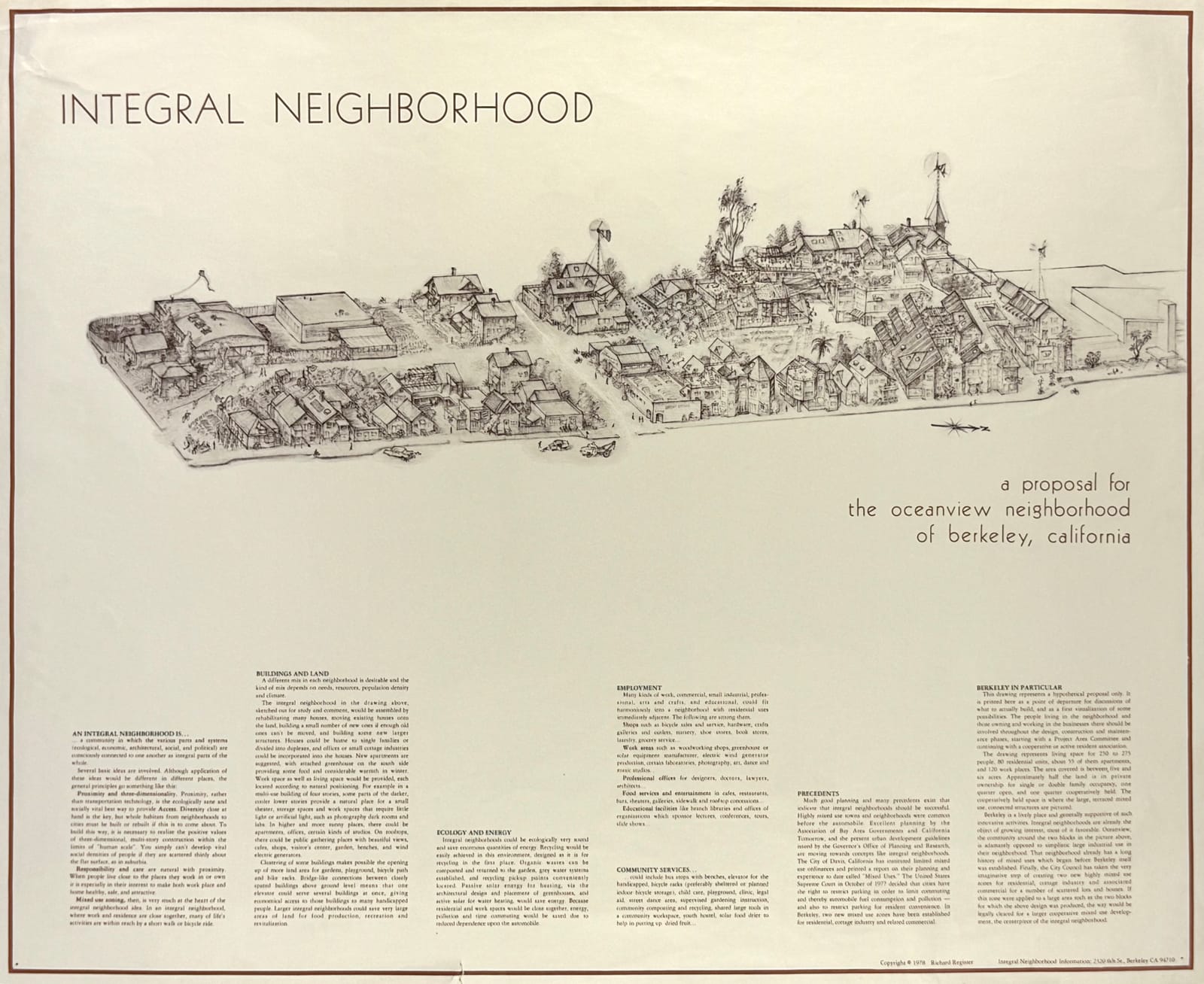 Richard Register, Large Design for a Proposed "Integral Neighborhood" in Berkeley, CA, 1978