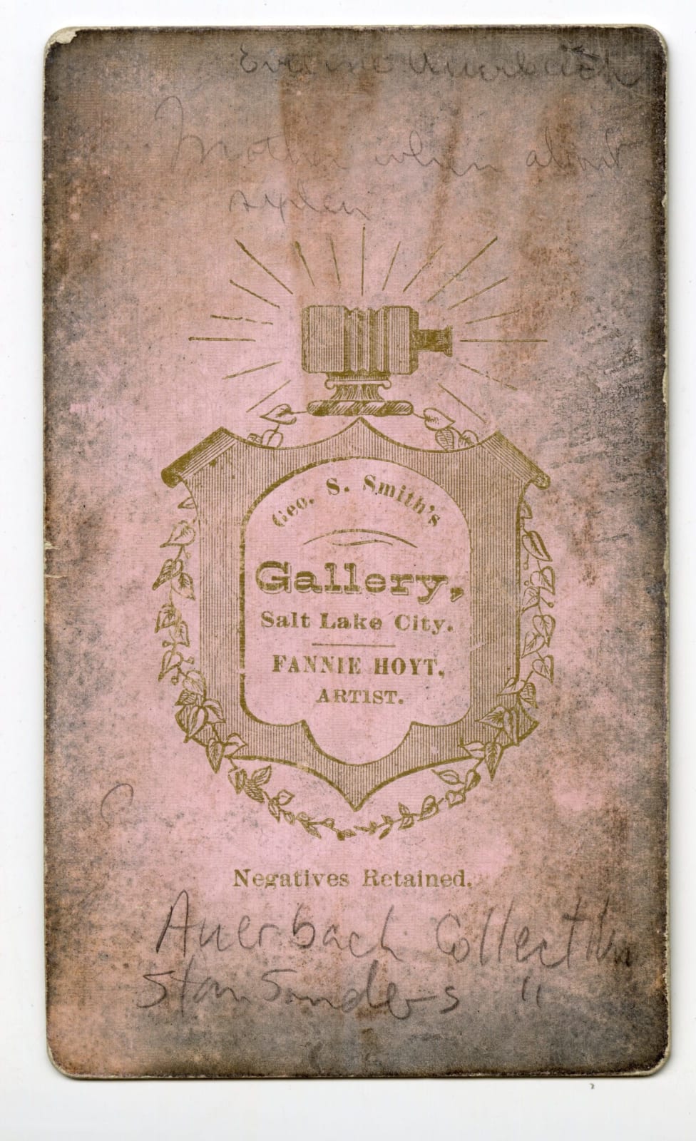 Fannie Hoyt, CDV Portrait of Jewish Utah Pioneer Eveline Brooks Auerbach, 1870s